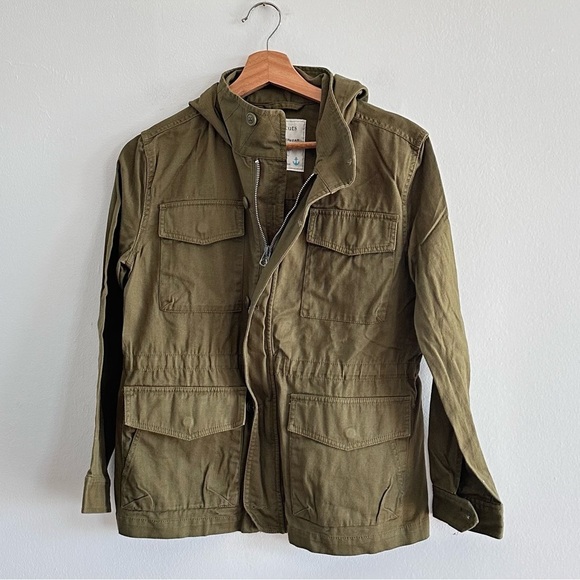 J. Crew Crewcuts dark green lightweight cotton hooded parka size 12